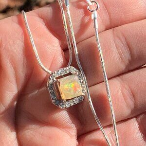 Natural Fire Opal Necklace